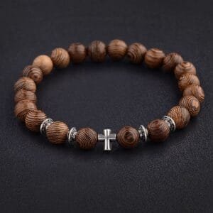 Men's Cross Decorated Beads Bracelet