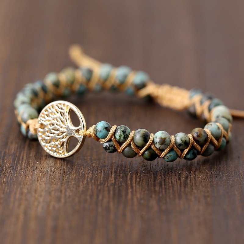 Vintage Leather Bracelet with Natural Stone