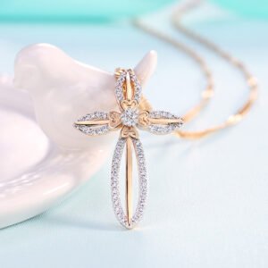Women's Cross Shapred Crystal Pendant Necklace
