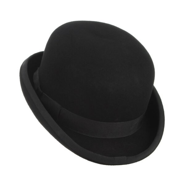 Men's Black Wool Bowler Hat - Image 6