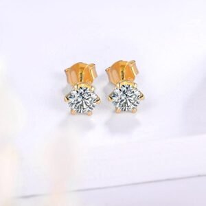 Women's 18K Gold 0.5-1 Carat D Color Moissanite Earrings