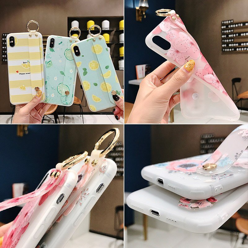 Soft TPU Case for iPhone with Wrist Strap