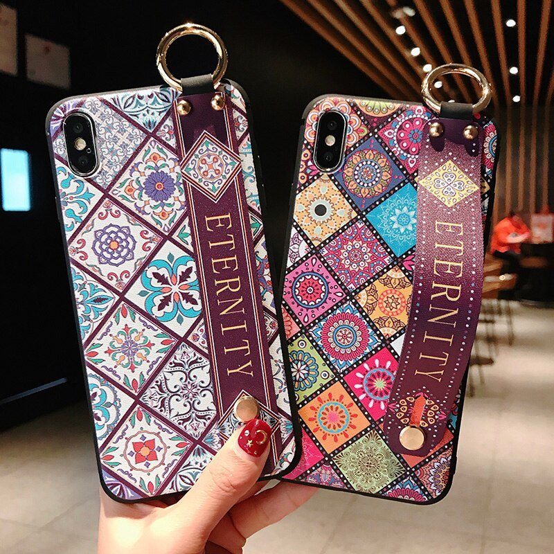 Soft TPU Case for iPhone with Wrist Strap