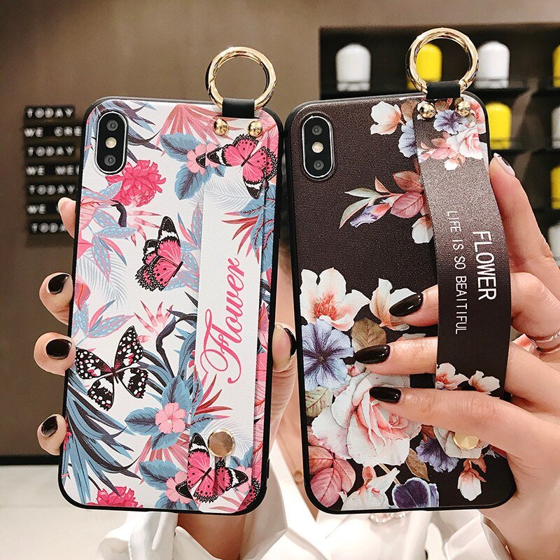 Soft TPU Case for iPhone with Wrist Strap