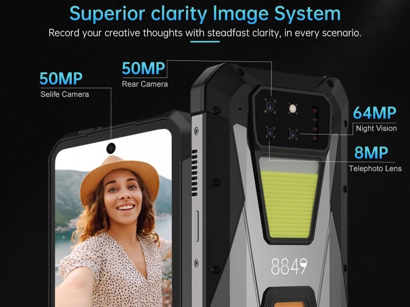 8849 Tank 3S Unihertz Rugged Smartphone with Projector 5G 24/32GB RAM 256/512GB ROM Dimensity 8200 64MP Night Vision Phone