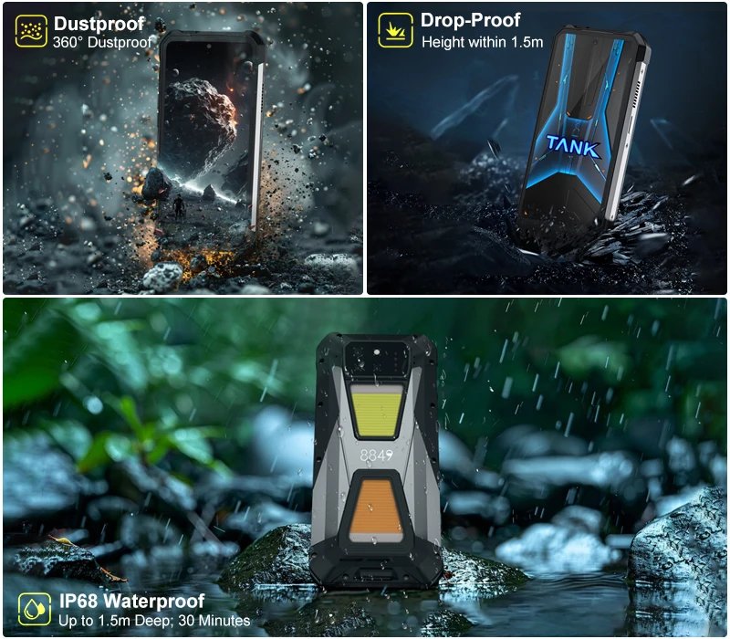 8849 Tank 3S Unihertz Rugged Smartphone with Projector 5G 24/32GB RAM 256/512GB ROM Dimensity 8200 64MP Night Vision Phone