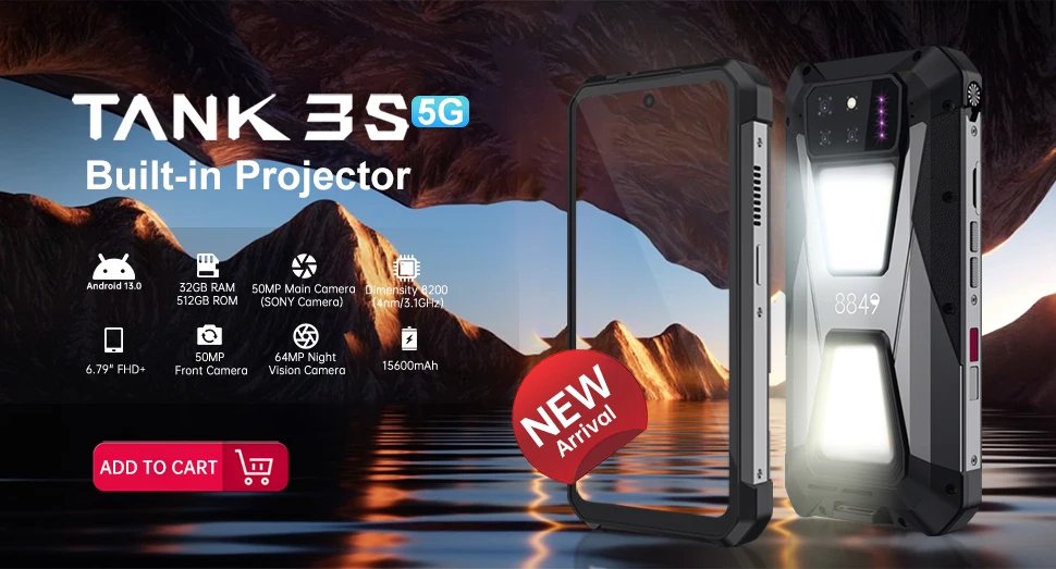 8849 Tank 3 Rugged Smartphone Android 5G 32+512GB 23800mAh 120W Charger 200MP 120Hz GPS Dual SIM Cell Phone