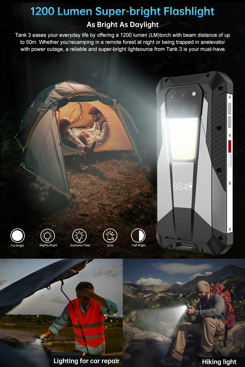8849 Tank 3 Rugged Smartphone Android 5G 32+512GB 23800mAh 120W Charger 200MP 120Hz GPS Dual SIM Cell Phone