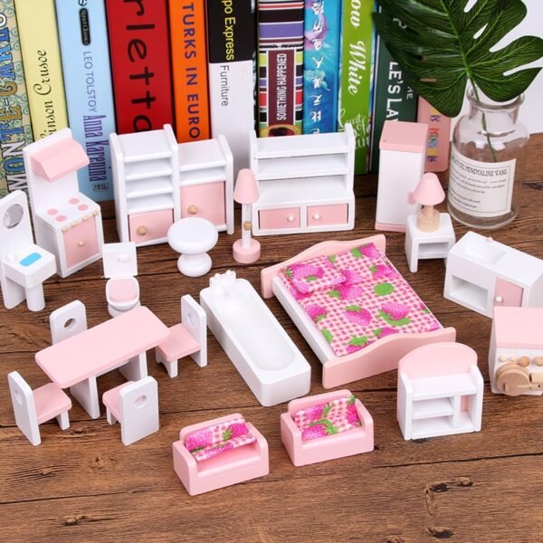 Miniature Colorful Wooden Furniture Set for Doll House - Image 3