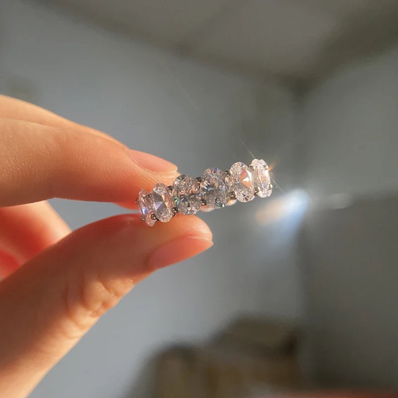 Silver Oval Gemstone Ring