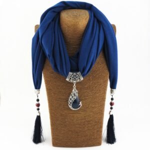 Women's Scarf Pendant Necklace with Nature Stone