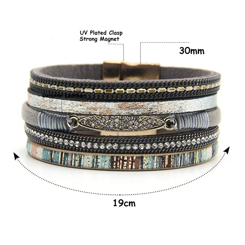 Women's Bohemian Multilayered Bracelet with Rhinestones