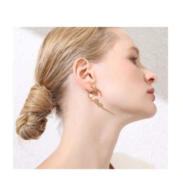 Women’s Floral Pearls Drop Earrings - Image 3