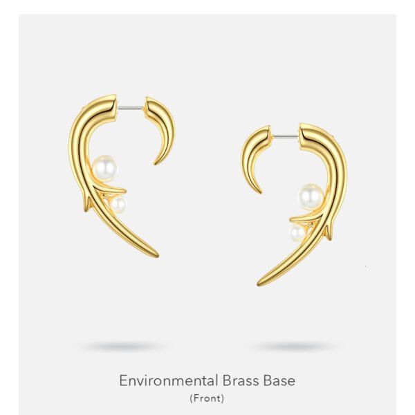 Women’s Floral Pearls Drop Earrings - Image 5