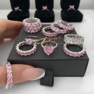 925 Sterling Silver Pink Ring for Women