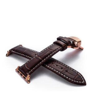 Leather Band for Apple Watch with Butterfly Buckle