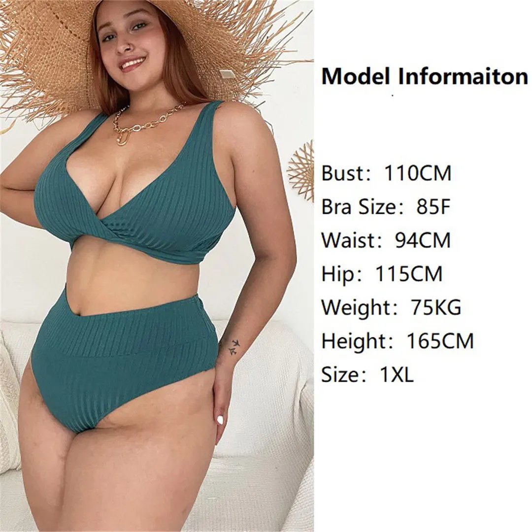 Women's Ribbed Plus Size Bikini Set