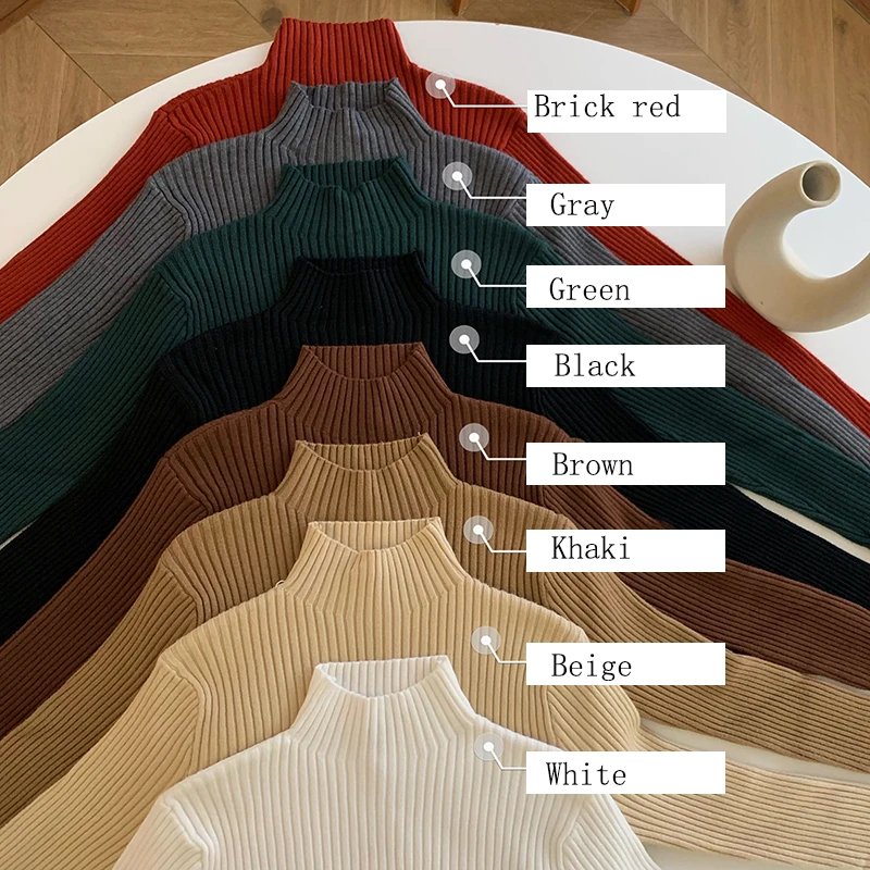 Elegant Solid Basic Knitted Tops Women Turtlneck Sweater Long Sleeve Casual Slim Pullover Korean Fashion Simple Chic Clothes Elegant Solid Basic Knitted Tops Women Turtlneck Sweater Long Sleeve Casual Slim Pullover Korean Fashion Simple Chic Clothes