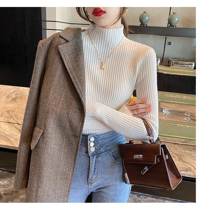 Elegant Solid Basic Knitted Tops Women Turtlneck Sweater Long Sleeve Casual Slim Pullover Korean Fashion Simple Chic Clothes Elegant Solid Basic Knitted Tops Women Turtlneck Sweater Long Sleeve Casual Slim Pullover Korean Fashion Simple Chic Clothes