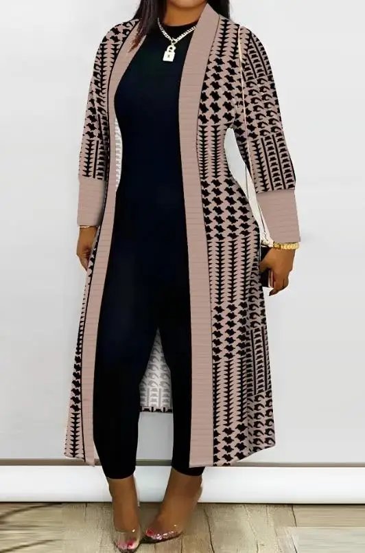 Cardigan for Women 2024 Leopard Print Open Front Longline Coat Autumn and Winter Casual Loose and Versatile Jacket Streetwear