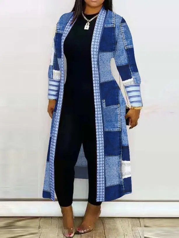 Cardigan for Women 2024 Leopard Print Open Front Longline Coat Autumn and Winter Casual Loose and Versatile Jacket Streetwear