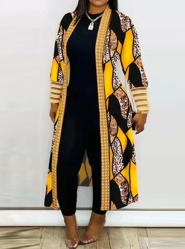 Cardigan for Women 2024 Leopard Print Open Front Longline Coat Autumn and Winter Casual Loose and Versatile Jacket Streetwear