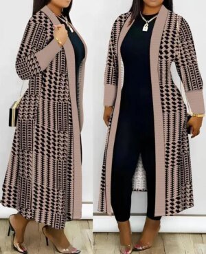 Cardigan for Women 2024 Leopard Print Open Front Longline Coat Autumn and Winter Casual Loose and Versatile Jacket Streetwear