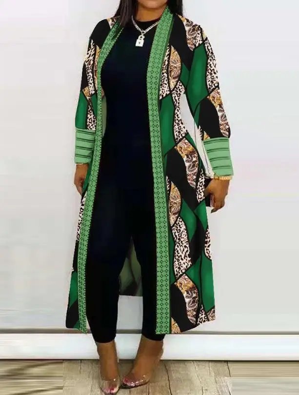 Cardigan for Women 2024 Leopard Print Open Front Longline Coat Autumn and Winter Casual Loose and Versatile Jacket Streetwear