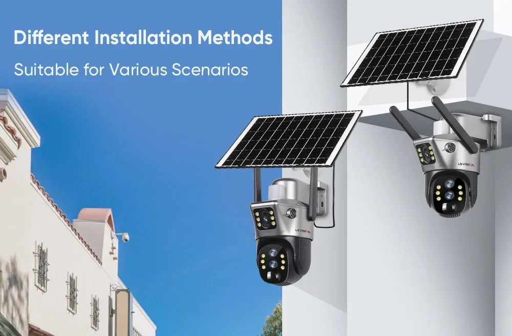 LS VISION 6K 4G Wifi Solar Camera 10x Zoom Three Lens PTZ Outdoor Surveillance CCTV IP Camara Ai Tracking Wifi Security Cam V380
