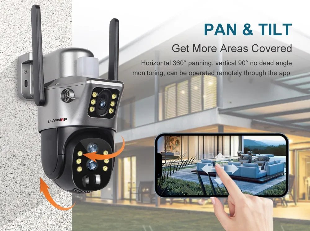 LS VISION 6K 4G Wifi Solar Camera 10x Zoom Three Lens PTZ Outdoor Surveillance CCTV IP Camara Ai Tracking Wifi Security Cam V380