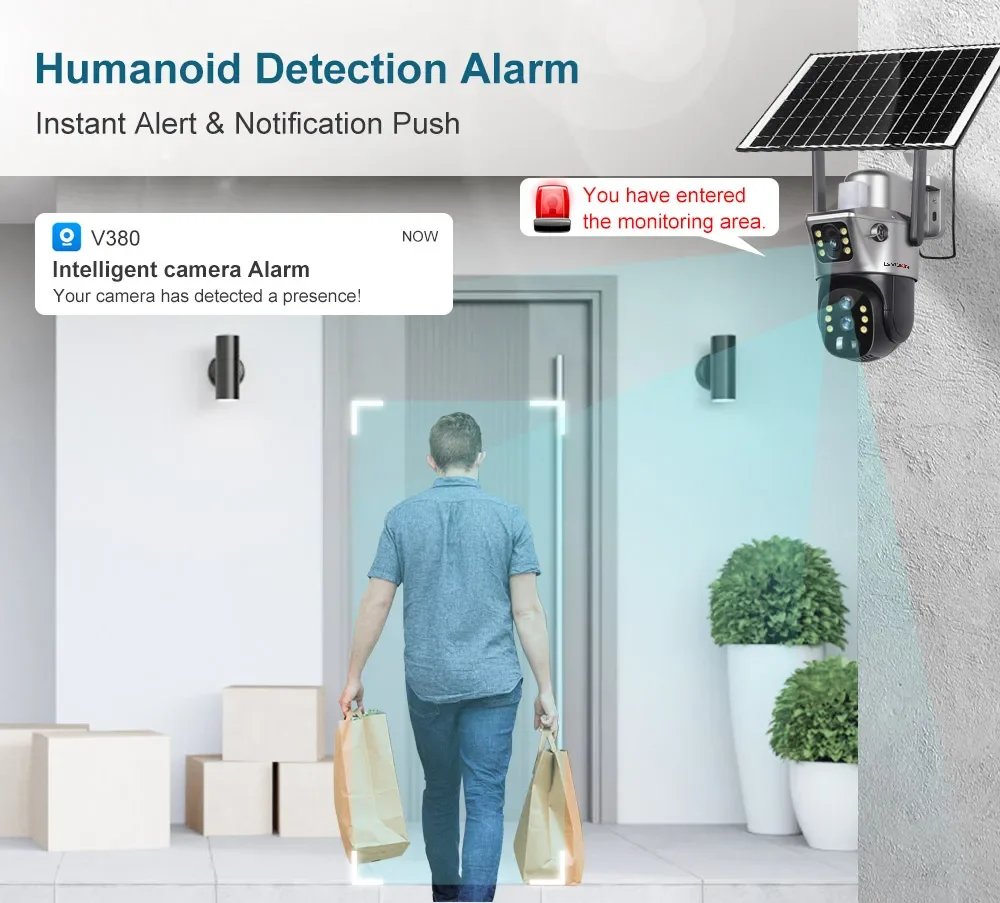 LS VISION 6K 4G Wifi Solar Camera 10x Zoom Three Lens PTZ Outdoor Surveillance CCTV IP Camara Ai Tracking Wifi Security Cam V380