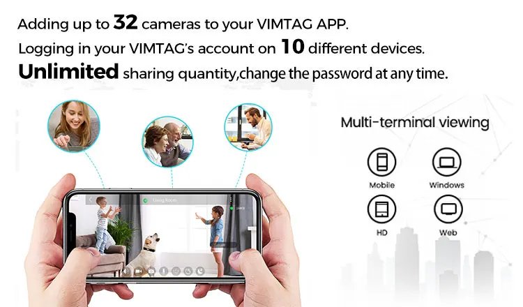 VIMTAG 4MP 360° Camera WIFI Auto Track 2-Way Audio IR Night Vision AI Human Detection IP Camera PTZ Indoor Security Surveillance