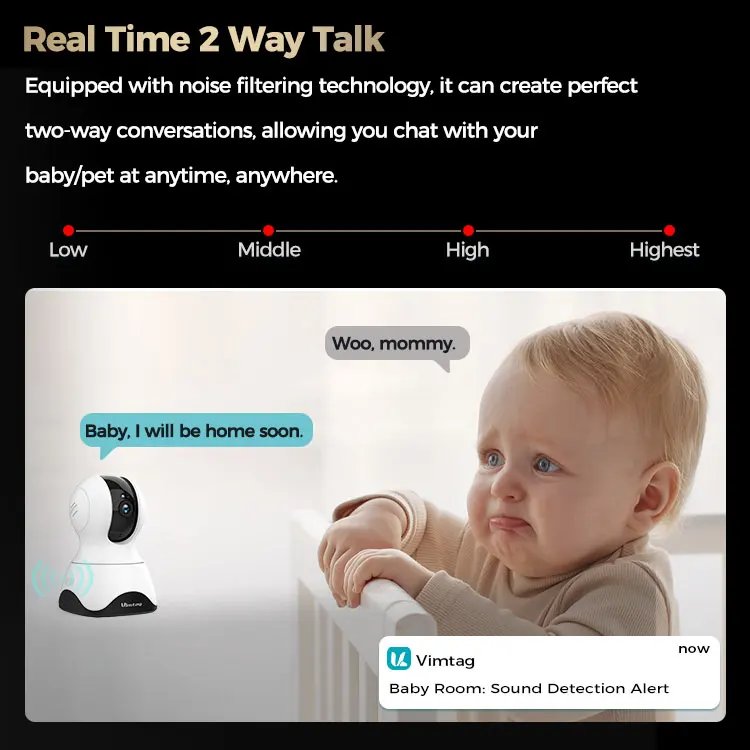 VIMTAG 4MP 360° Camera WIFI Auto Track 2-Way Audio IR Night Vision AI Human Detection IP Camera PTZ Indoor Security Surveillance