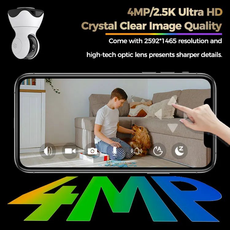 VIMTAG 4MP 360° Camera WIFI Auto Track 2-Way Audio IR Night Vision AI Human Detection IP Camera PTZ Indoor Security Surveillance