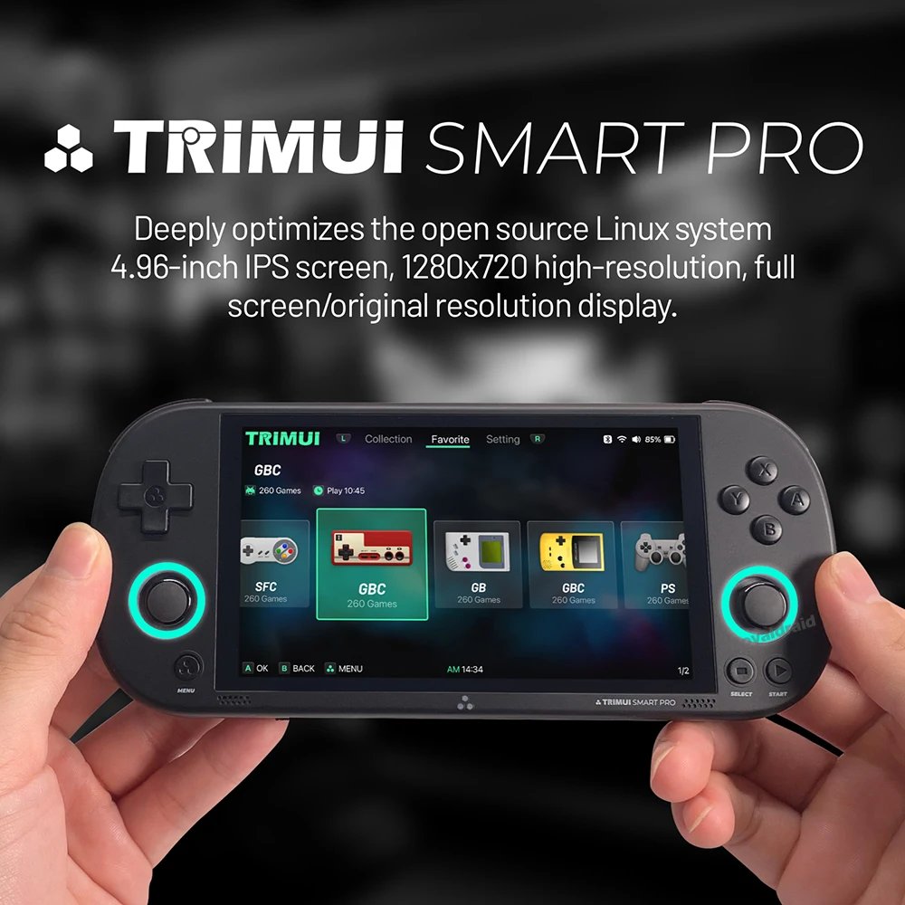 128G 256G Trimui Smart Pro Handheld Game Console 4.96''IPS Screen Linux System Joystick RGB Lighting Retro Video Game Player NEW