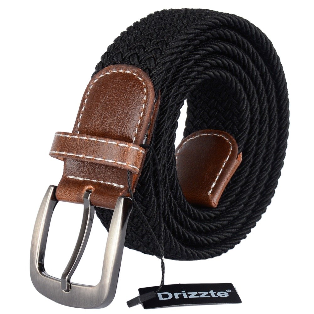 Men's Elastic Black Braided Belt