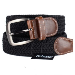 Men's Elastic Black Braided Belt
