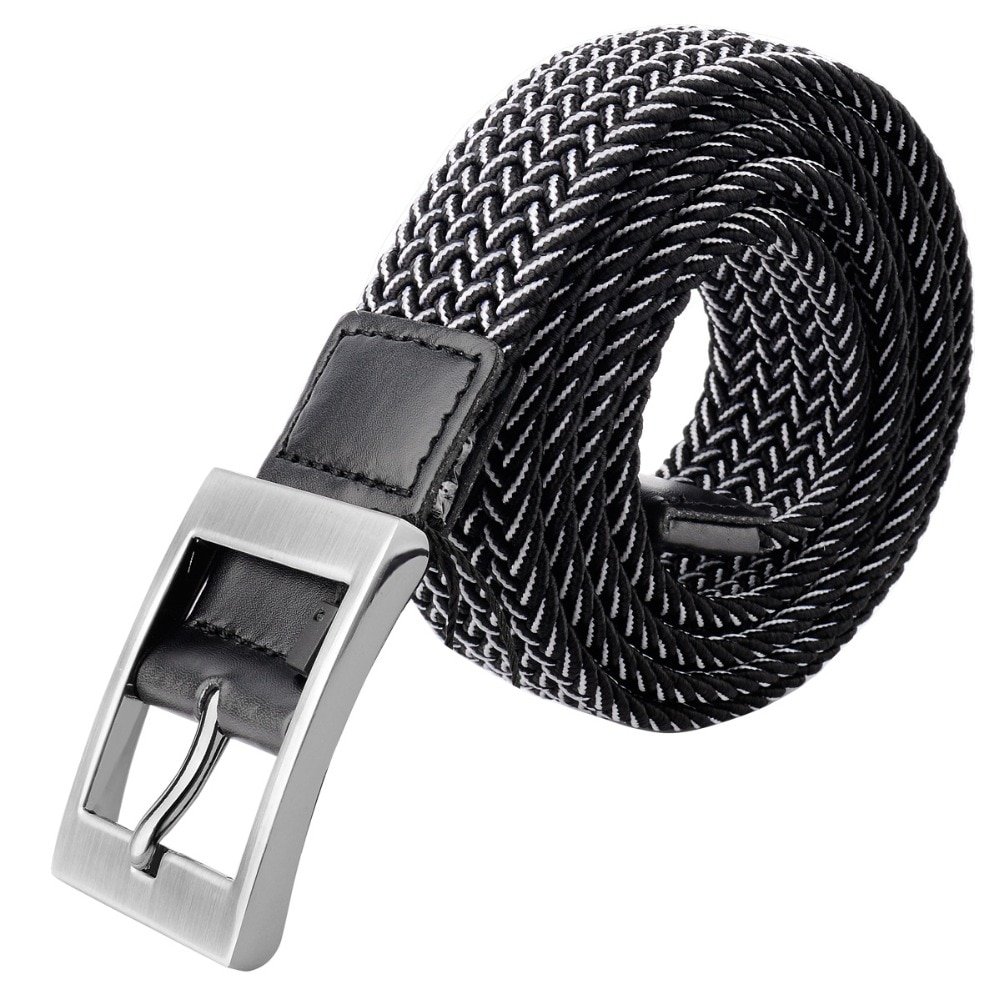 Men's Elastic Black and White Belt