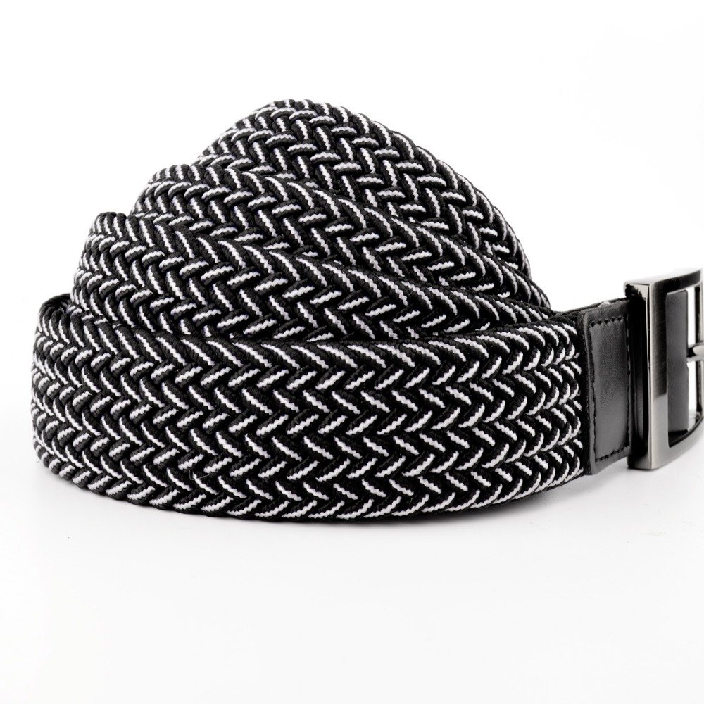 Men's Elastic Black and White Belt