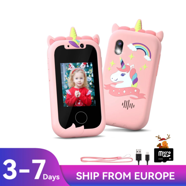 Kids Smat Phone Educational Toys Musical Toy Unicorn Baby Mobile Selfie Camera MP3 Player Toys for Christmas Birthday Gifts