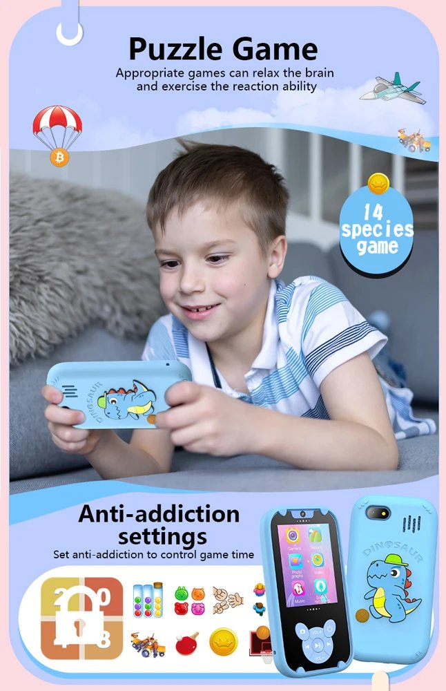 Kids Smart Phone Educational Toys Dual Camera Music Player Baby Phone With 8G Memro Game Learning for Age 3-12 Brithday Gifts Kids Smart Phone Educational Toys Dual Camera Music Player Baby Phone With 8G Memro Game Learning for Age 3-12 Brithday Gifts