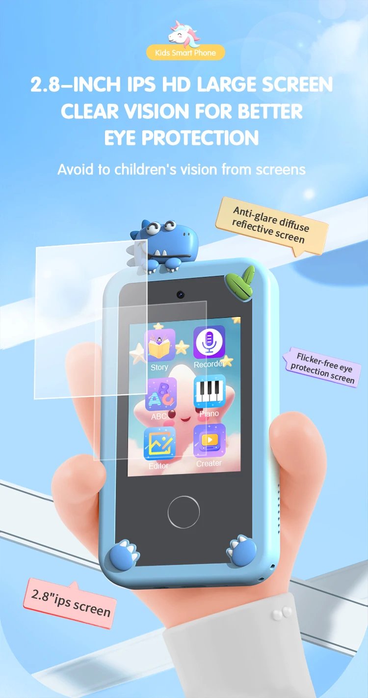 Kids Muscial Smart Phone Toys Cartoon Unicorn Touchscreen Baby Mobile for Girls Boys Educational Toys Birthday Christmas Gifts