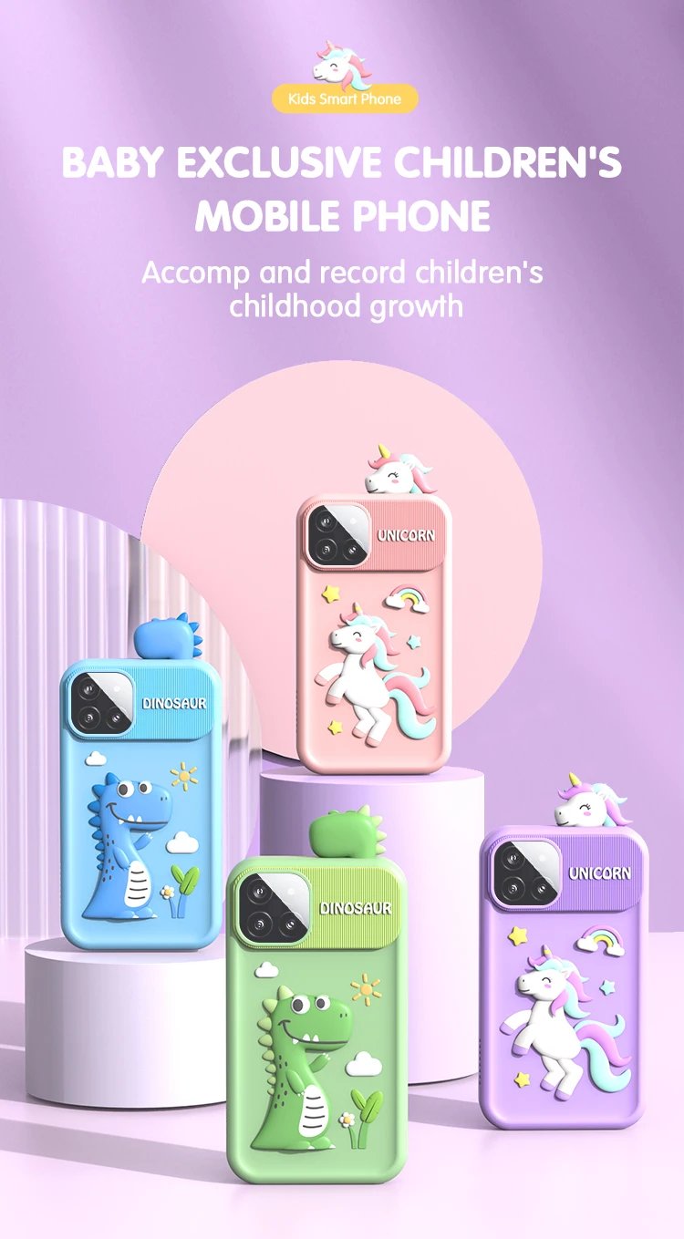 Kids Muscial Smart Phone Toys Cartoon Unicorn Touchscreen Baby Mobile for Girls Boys Educational Toys Birthday Christmas Gifts