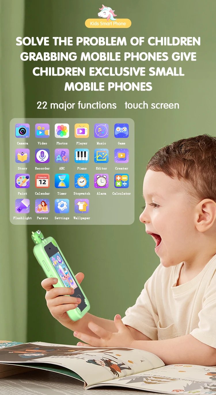 Kids Muscial Smart Phone Toys Cartoon Unicorn Touchscreen Baby Mobile for Girls Boys Educational Toys Birthday Christmas Gifts