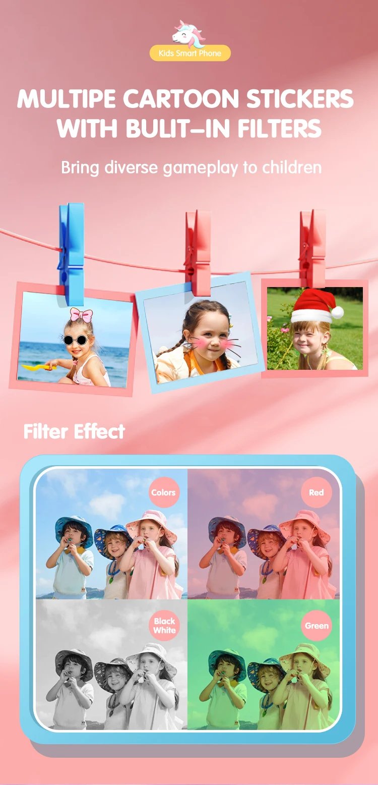 Kids Muscial Smart Phone Toys Cartoon Unicorn Touchscreen Baby Mobile for Girls Boys Educational Toys Birthday Christmas Gifts