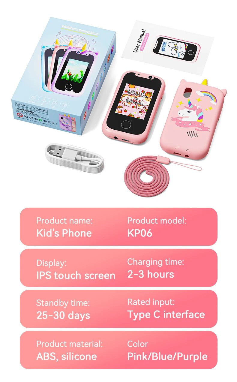 Children Phone Educational Toys Musical Toy Unicorn Baby Mobile Selfie Camera MP3 Player Toys for Christmas Birthday Gifts