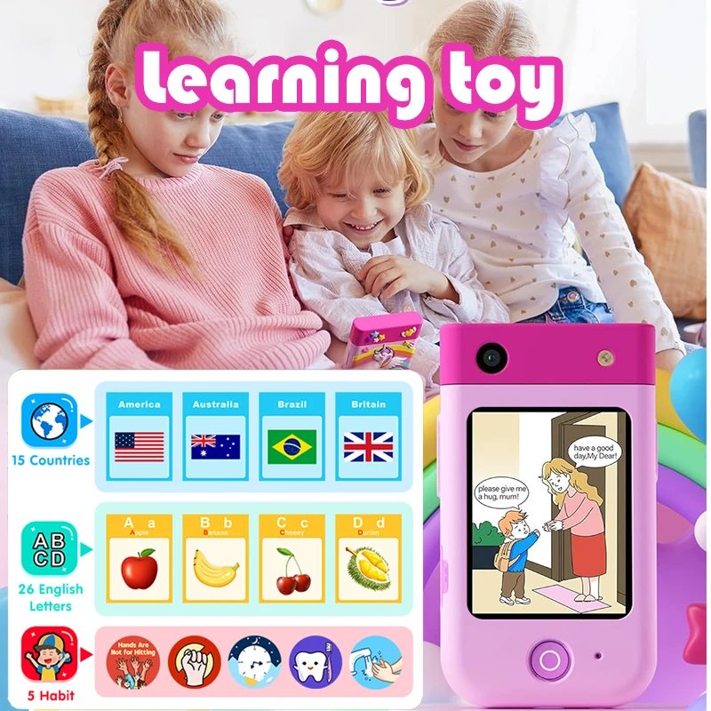 Kid Smart Cartoon unicorn cat camera Phone festival Birthday Kids Toys Touchscreen language Learn kids Cell Phone with camera