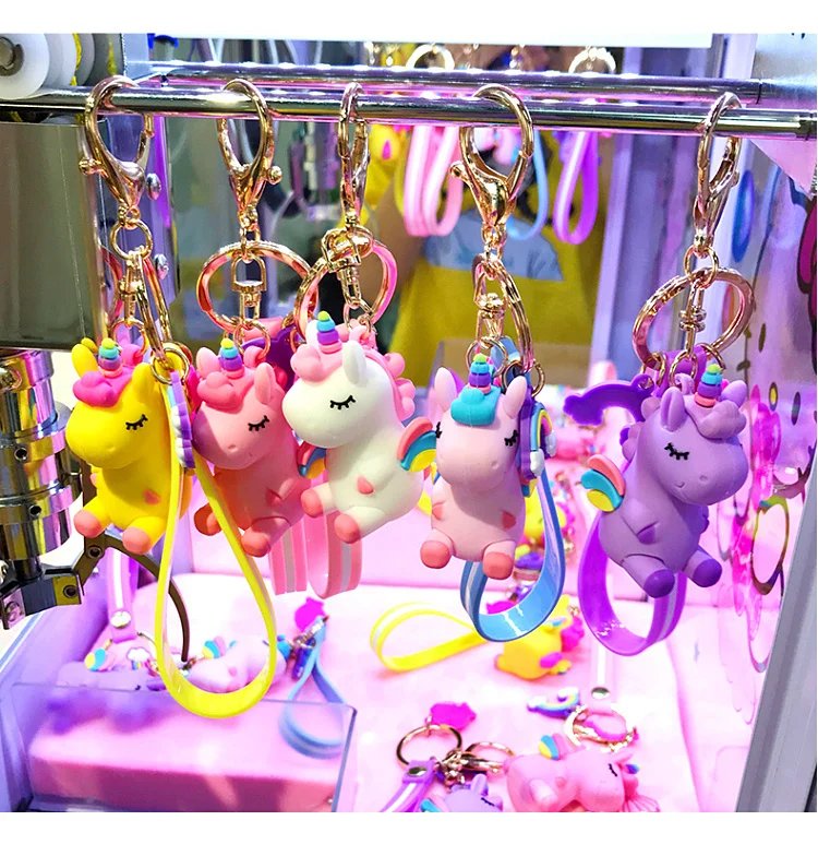 Cute Unicorn 3D Keychain Female Car Key Pendant Bag Backpack Ornaments Girl Child Lovers Gift Toy Kawaii Cartoon Phone Lanyard