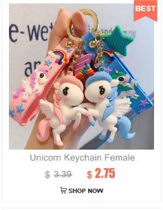 Cute Unicorn 3D Keychain Female Car Key Pendant Bag Backpack Ornaments Girl Child Lovers Gift Toy Kawaii Cartoon Phone Lanyard