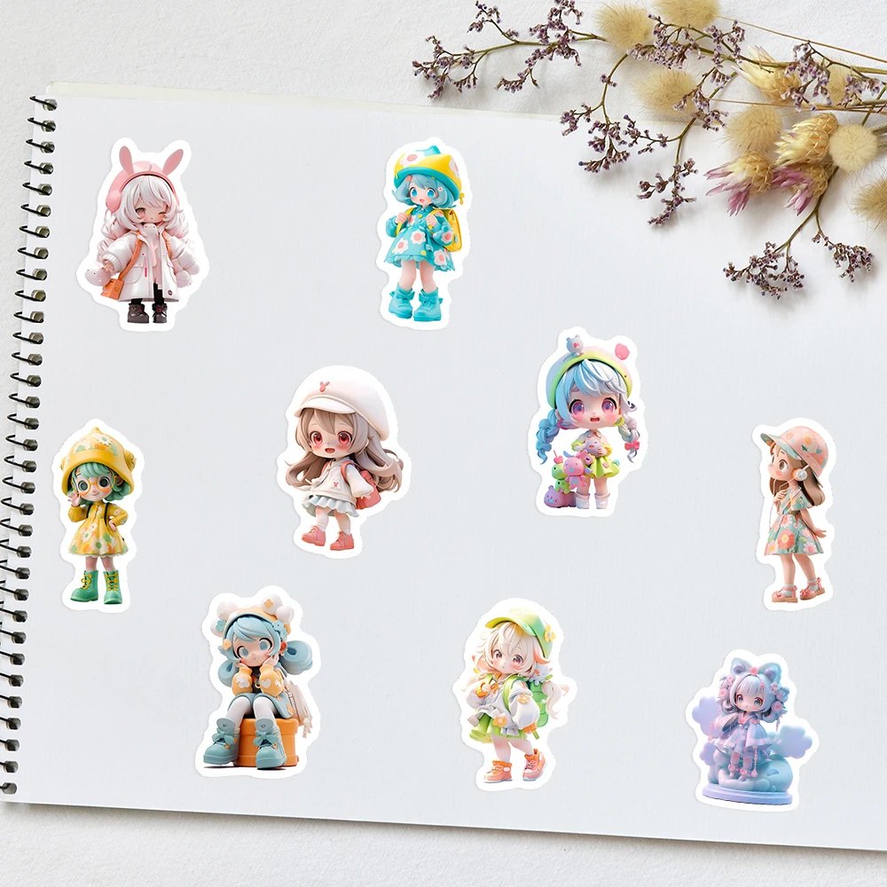 Cute Cartoon Princess Girl Doll Stickers Collections Mermaids Unicorns DIY Kids Toy Waterproof Decal for Phone Loptop Decorative